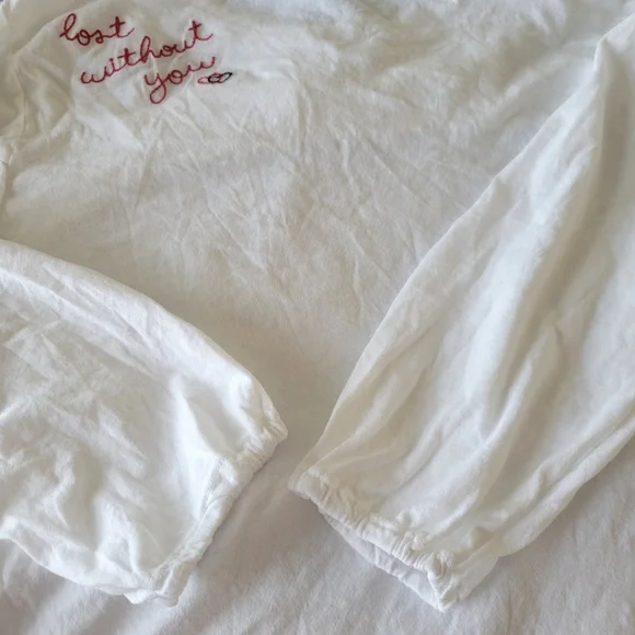 NWT ANTHROPOLOGIE x SUNDRY LOST WITHOUT YOU 3/4 Sleeve White Tiered Ruffle Top - Picture 9 of 9